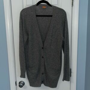 Grey 100% Cashmere Cardigan